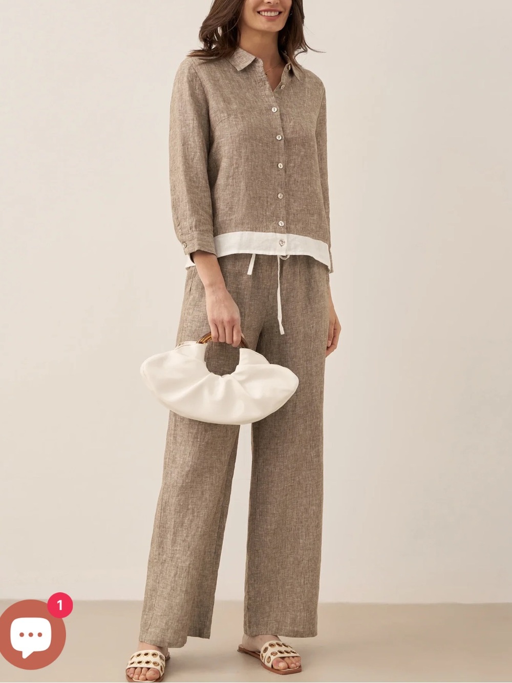 Lintico 100% Linen Buttoned Closure Color-Blocked Shirt Janice Size S